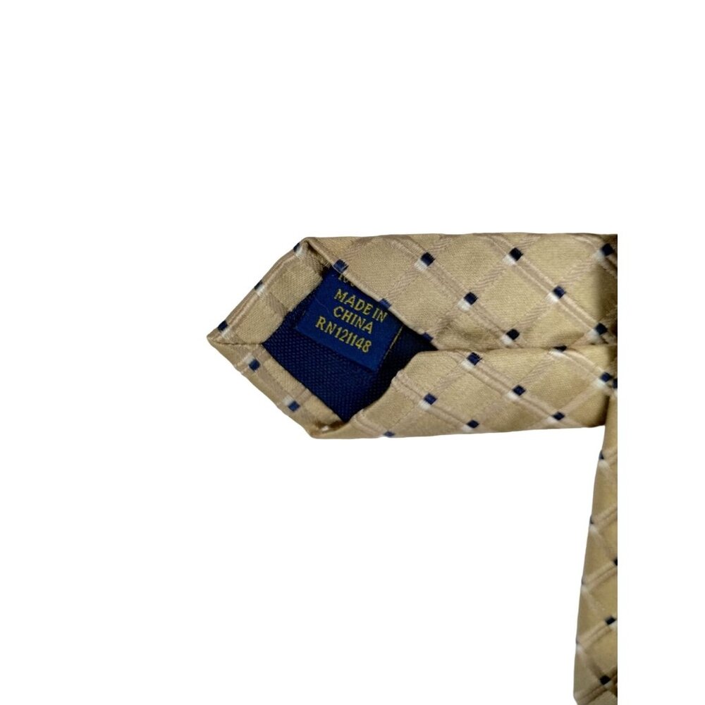 Club Room Mens Beige and Blue Checkered Silk Tie - Picture 3 of 8
